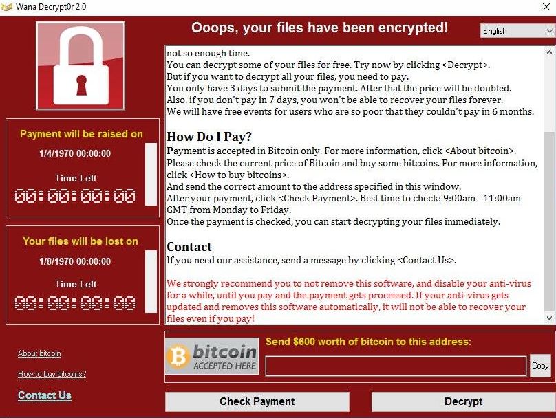 Wannacry ransom note