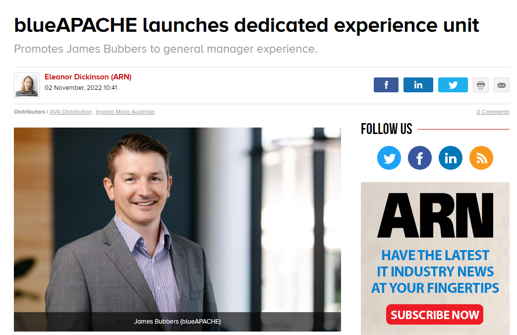 ARN: blueAPACHE launches dedicated experience unit